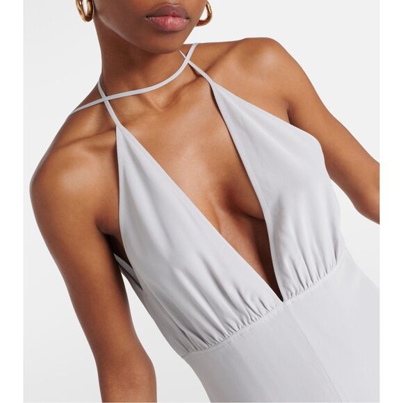NWT TOTEME Halterneck silk crêpe de chine maxi dress Size US 4 $960 - Picture 2 of 12